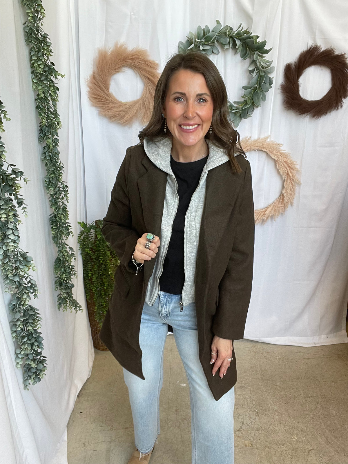 Allie Hooded Jacket-Espresso-Coats & Jackets-love tree-The Silo Boutique, Women's Fashion Boutique Located in Warren and Grand Forks North Dakota