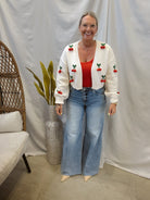 Cherry Detail Cardigan-Cardigans-blu pepper-The Silo Boutique, Women's Fashion Boutique Located in Warren and Grand Forks North Dakota