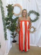 Papaya Striped Jumpsuit-Jumpsuits & Rompers-wishlist-The Silo Boutique, Women's Fashion Boutique Located in Warren and Grand Forks North Dakota