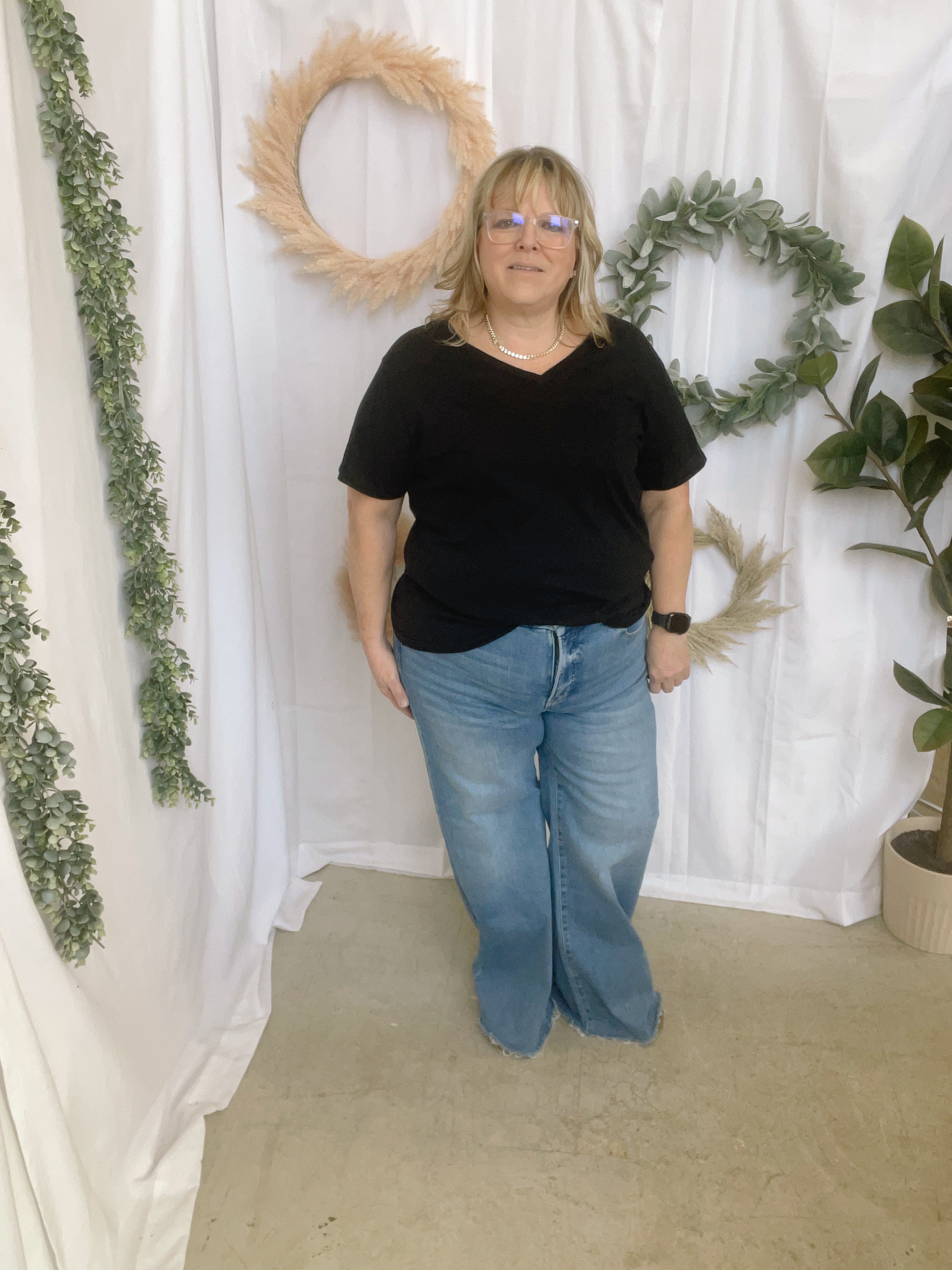 Bobbi V Neck Tee-Black-Short Sleeve Tops-Zenana-The Silo Boutique, Women's Fashion Boutique Located in Warren and Grand Forks North Dakota