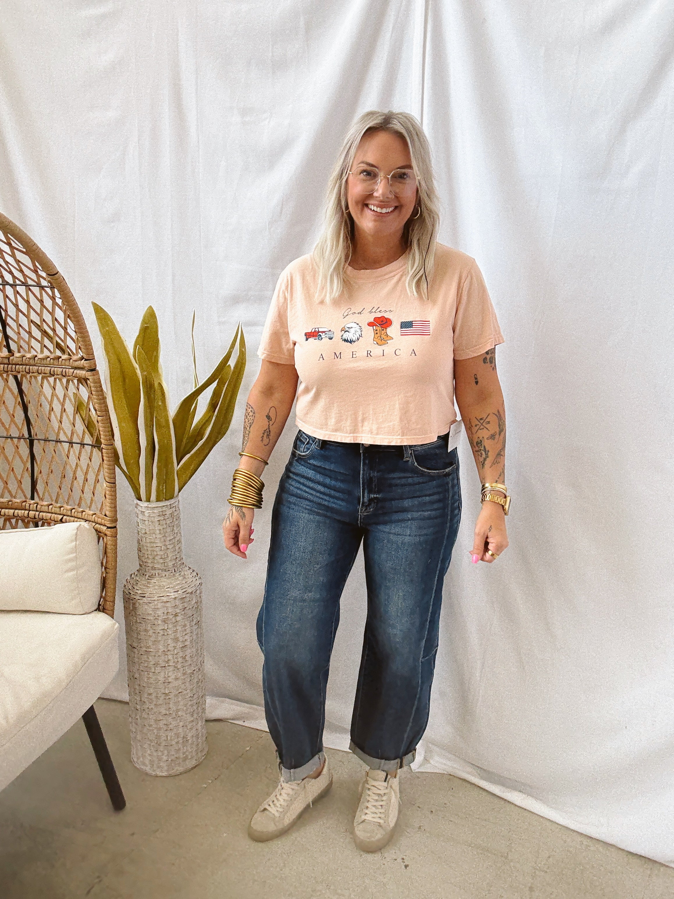 God Bless America Tee-Burnt Orange-Graphic Tees-heart and luv-The Silo Boutique, Women's Fashion Boutique Located in Warren and Grand Forks North Dakota