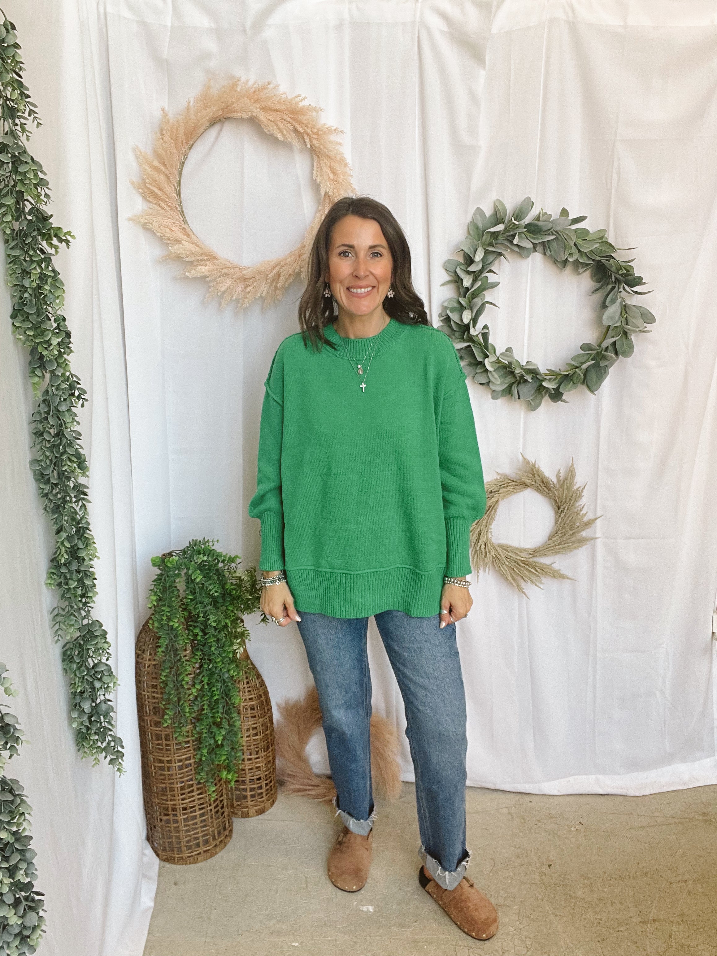 Ina Sweater-Green-Sweaters-aemi-The Silo Boutique, Women's Fashion Boutique Located in Warren and Grand Forks North Dakota