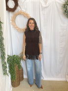 Felicia Fringe Sweater Vest-Brown-Vests-hyfve-The Silo Boutique, Women's Fashion Boutique Located in Warren and Grand Forks North Dakota