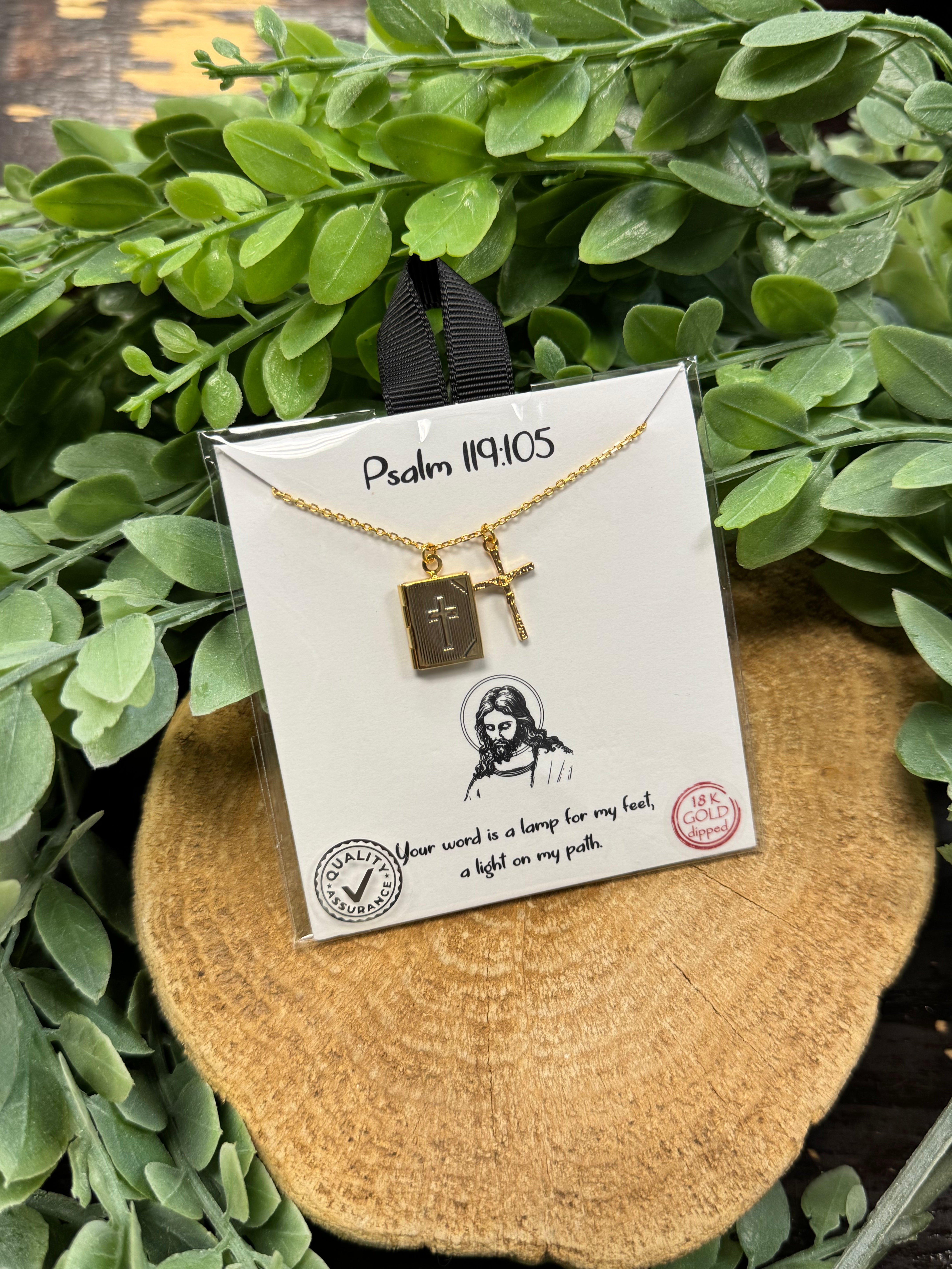 Bible Locket Necklace-Necklaces-Fame-The Silo Boutique, Women's Fashion Boutique Located in Warren and Grand Forks North Dakota