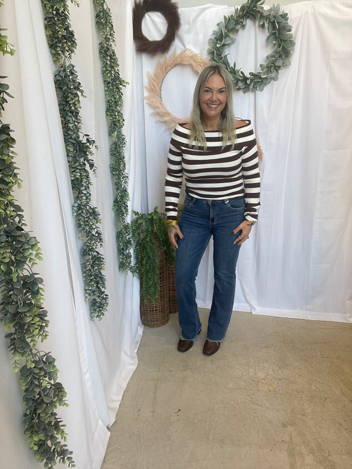 Angie Off the Shoulder Top-Brown-Long Sleeve Tops-love tree-The Silo Boutique, Women's Fashion Boutique Located in Warren and Grand Forks North Dakota