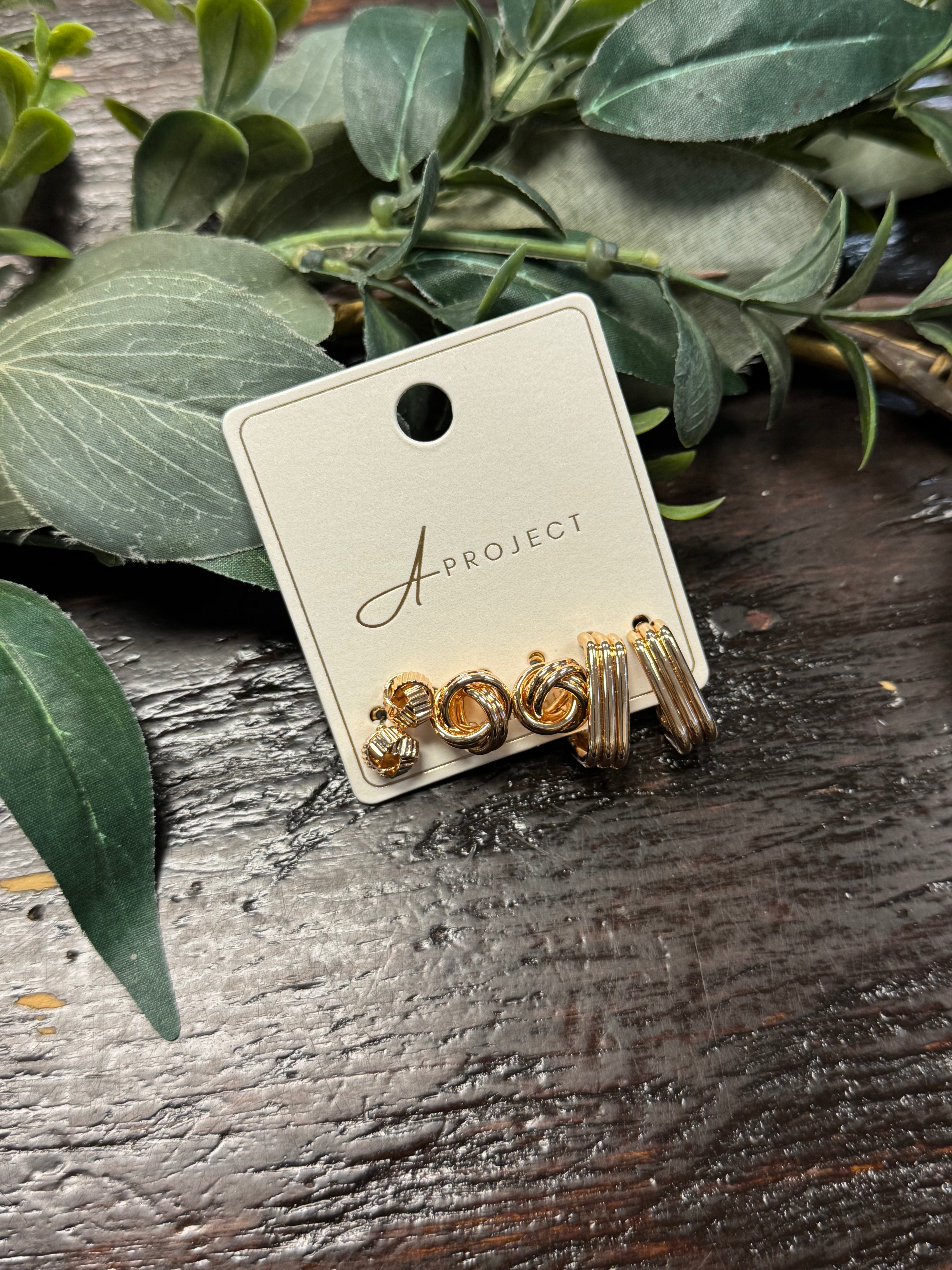 3 Gold Mix Earrings-Earrings-Fame-The Silo Boutique, Women's Fashion Boutique Located in Warren and Grand Forks North Dakota