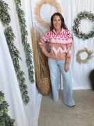 Pink Geo Quarter Zip Sweater-Sweaters-&merci-The Silo Boutique, Women's Fashion Boutique Located in Warren and Grand Forks North Dakota