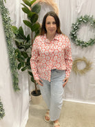 Sea Button Down Top-Long Sleeve Tops-staccato-The Silo Boutique, Women's Fashion Boutique Located in Warren and Grand Forks North Dakota