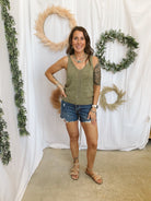 Pointelle Tank Top-Olive-Tank Tops-be cool-The Silo Boutique, Women's Fashion Boutique Located in Warren and Grand Forks North Dakota
