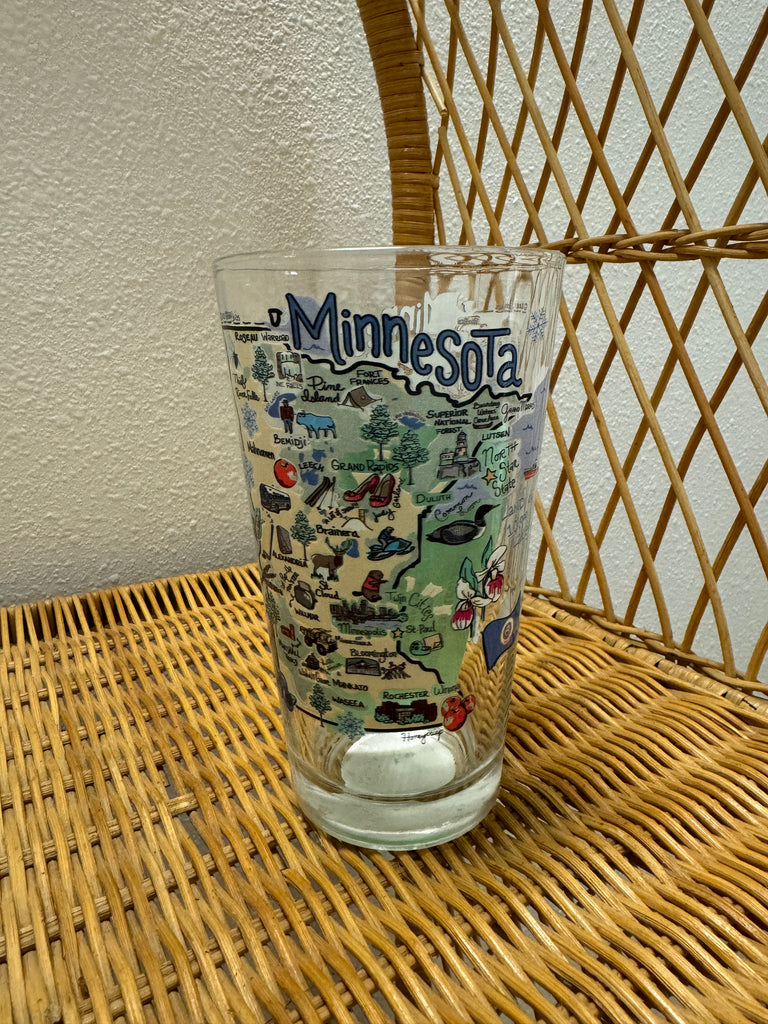 Fishkiss Minnesota Drinking Glass-Drinkware-Wet It-The Silo Boutique, Women's Fashion Boutique Located in Warren and Grand Forks North Dakota