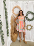 Elan Aztec Neon Dress-Dresses-elan-The Silo Boutique, Women's Fashion Boutique Located in Warren and Grand Forks North Dakota