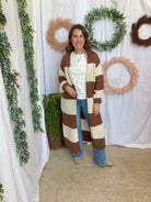 Kori Stripe Cardigan-Brown-Cardigans-forte-The Silo Boutique, Women's Fashion Boutique Located in Warren and Grand Forks North Dakota