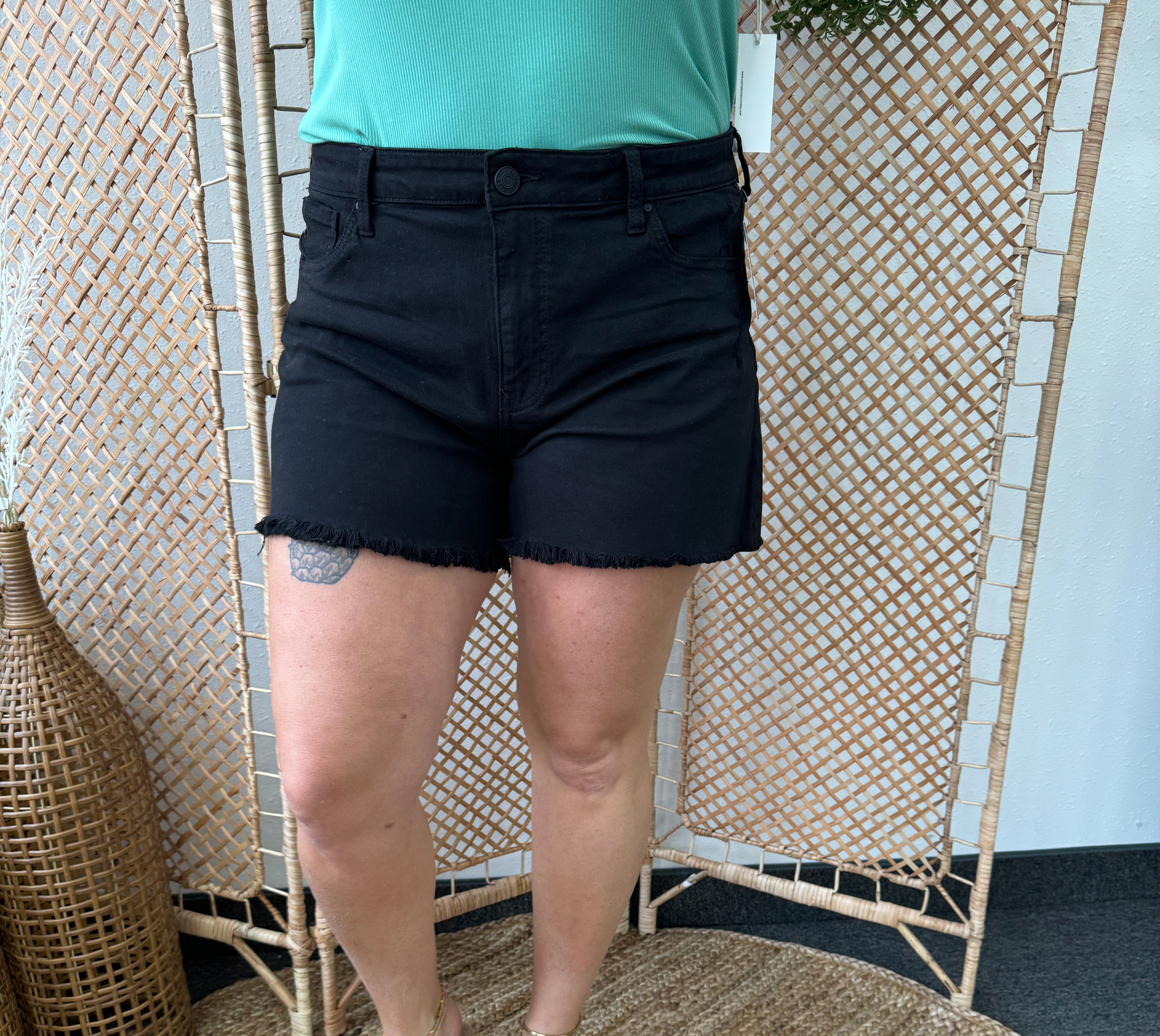 Kut From The Kloth Black Fray Jane Shorts-Shorts-Kut-The Silo Boutique, Women's Fashion Boutique Located in Warren and Grand Forks North Dakota