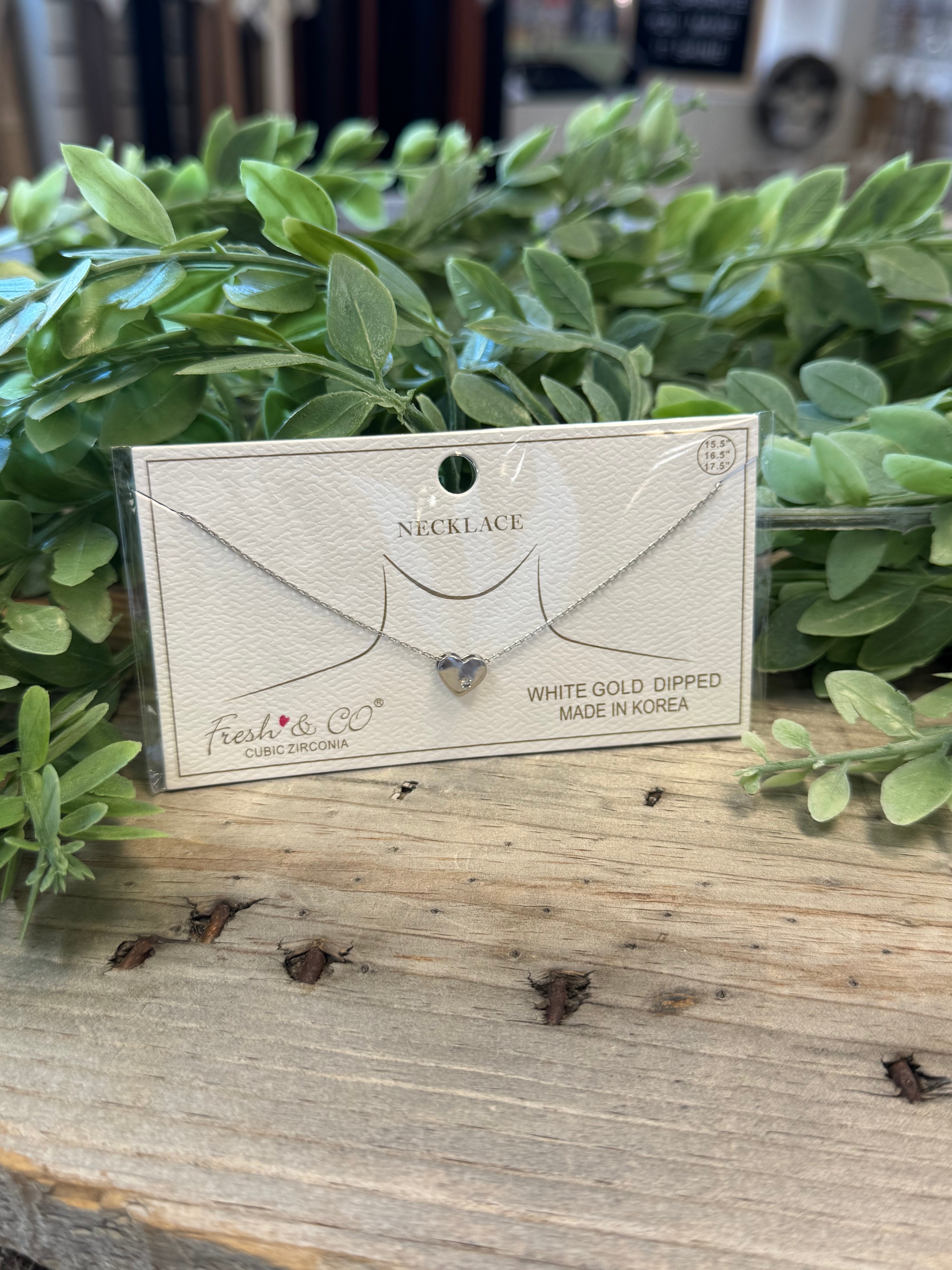 Silver Heart with Stone Necklace-Necklaces-2unic-The Silo Boutique, Women's Fashion Boutique Located in Warren and Grand Forks North Dakota