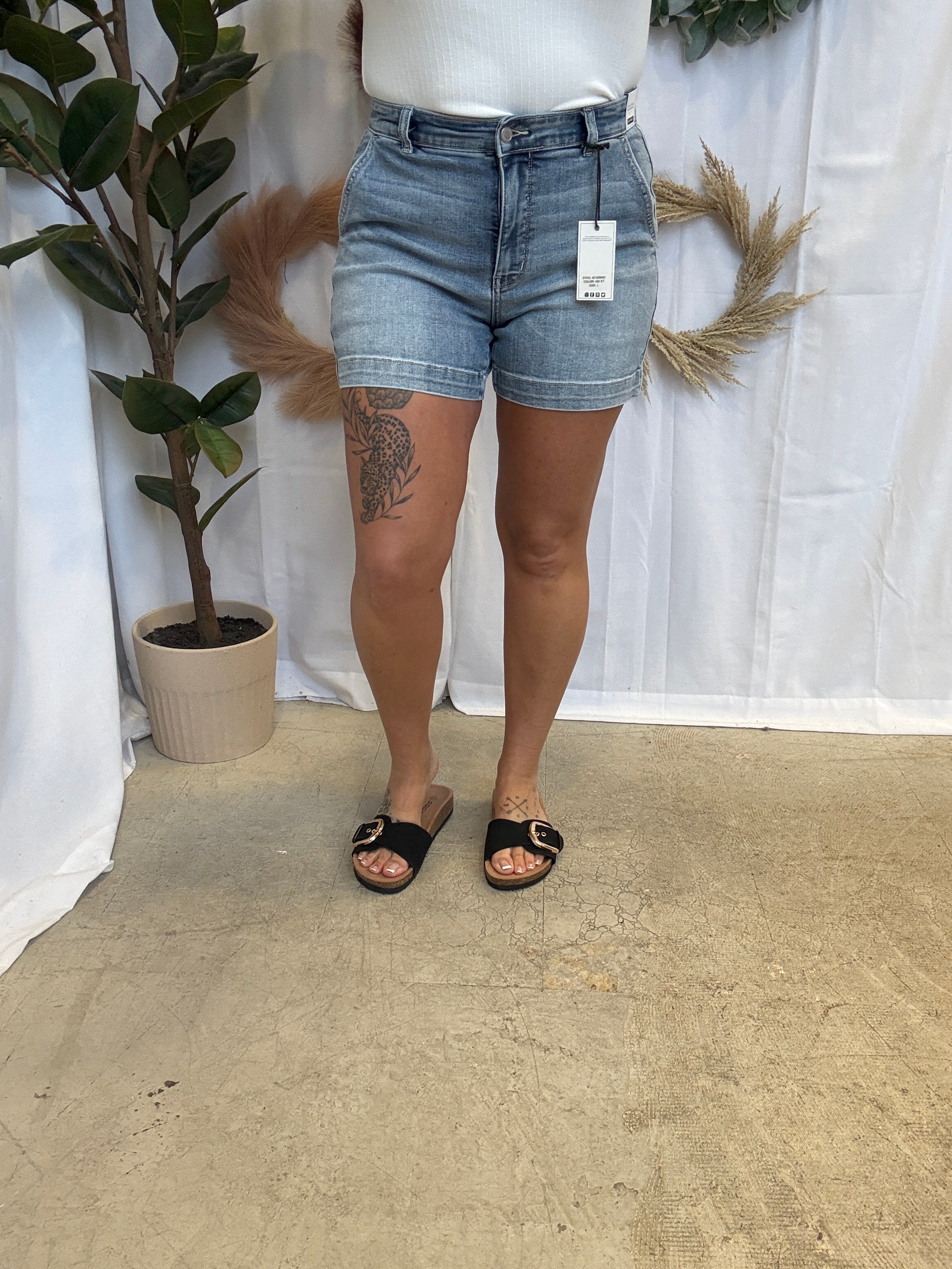 Judy Blue Trouser Denim Shorts-Shorts-judy blue-The Silo Boutique, Women's Fashion Boutique Located in Warren and Grand Forks North Dakota