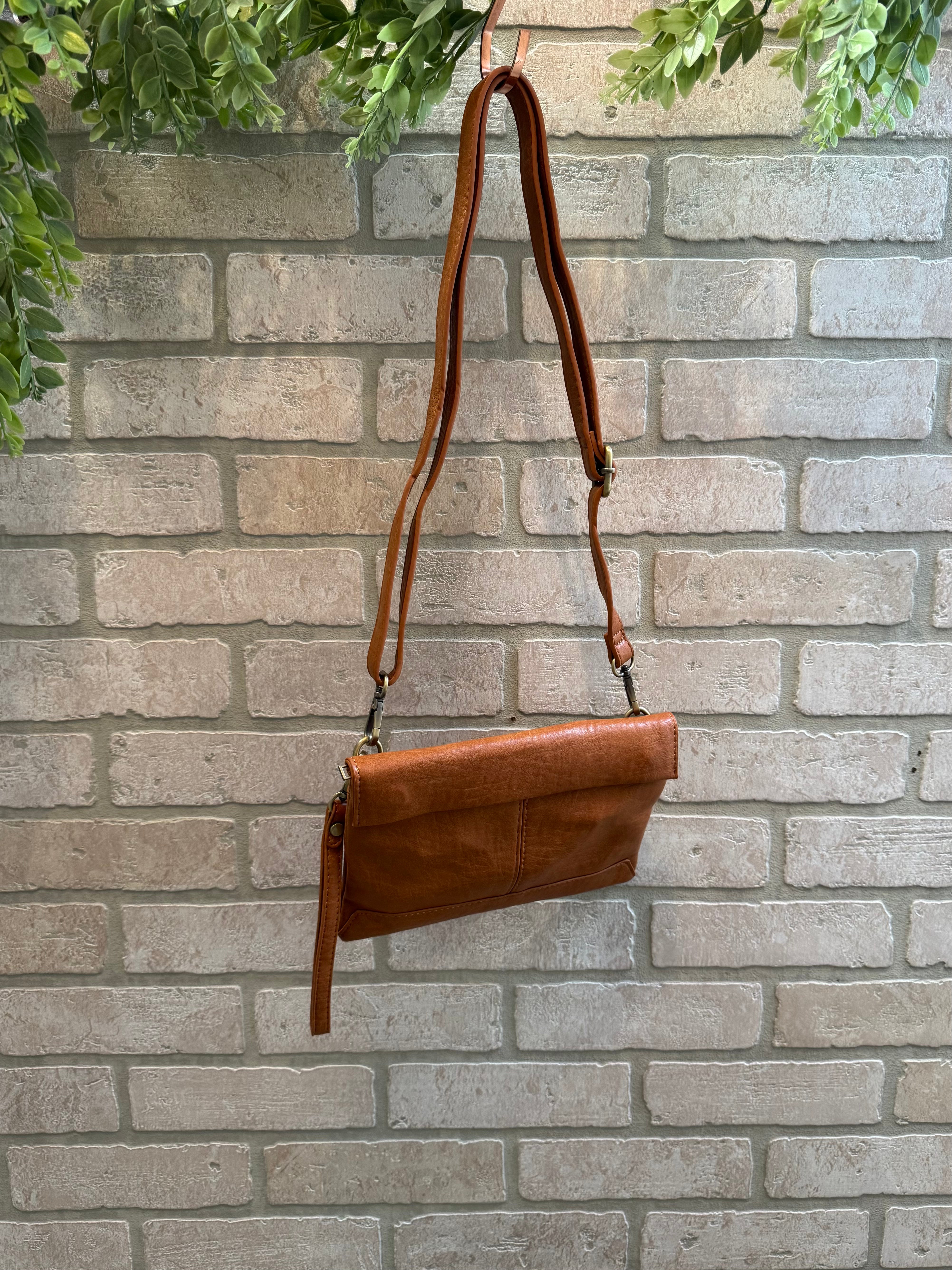 Joy Susan Kiara Foldover Purse-Cognac-Purses-joy susan-The Silo Boutique, Women's Fashion Boutique Located in Warren and Grand Forks North Dakota