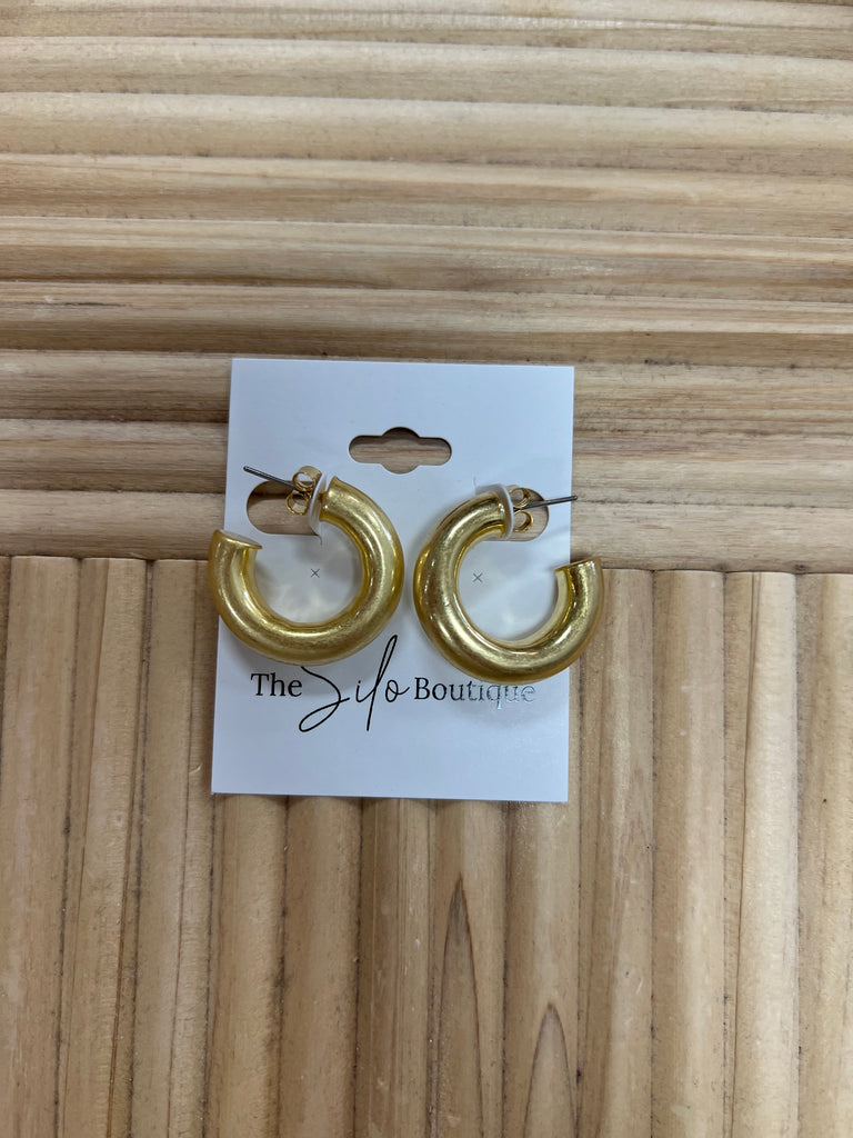 Gold Mini Thick Hoop-Earrings-Fame-The Silo Boutique, Women's Fashion Boutique Located in Warren and Grand Forks North Dakota