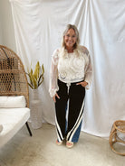 Black with Denim Mix Pants-Jeans-very j-The Silo Boutique, Women's Fashion Boutique Located in Warren and Grand Forks North Dakota