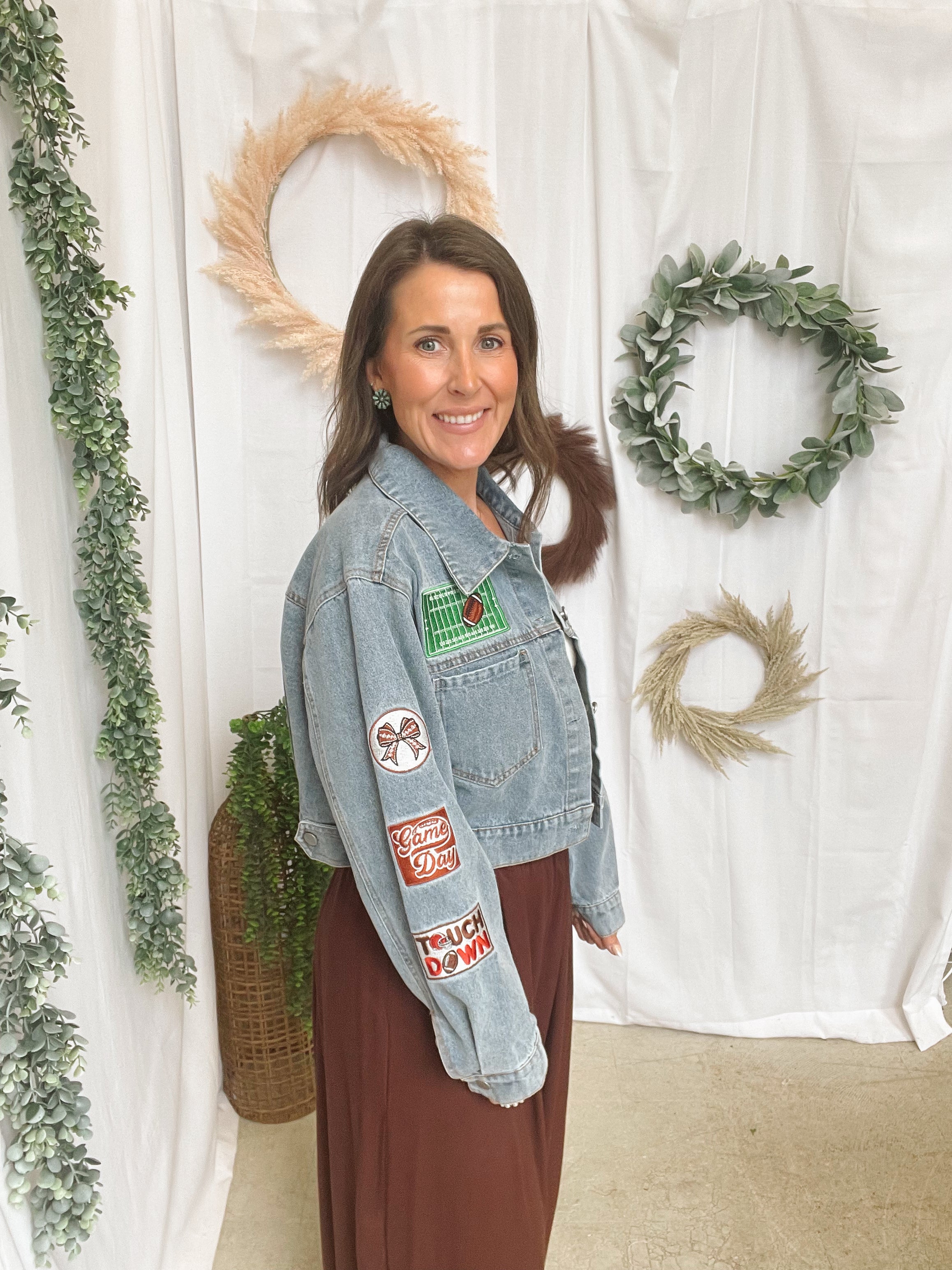 Gameday Crop Denim Jacket-Coats & Jackets-rareraw-The Silo Boutique, Women's Fashion Boutique Located in Warren and Grand Forks North Dakota