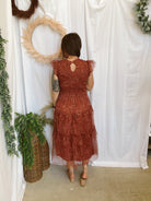 Tia Ruffle Floral Dress-Terracotta-Dresses-blu pepper-The Silo Boutique, Women's Fashion Boutique Located in Warren and Grand Forks North Dakota
