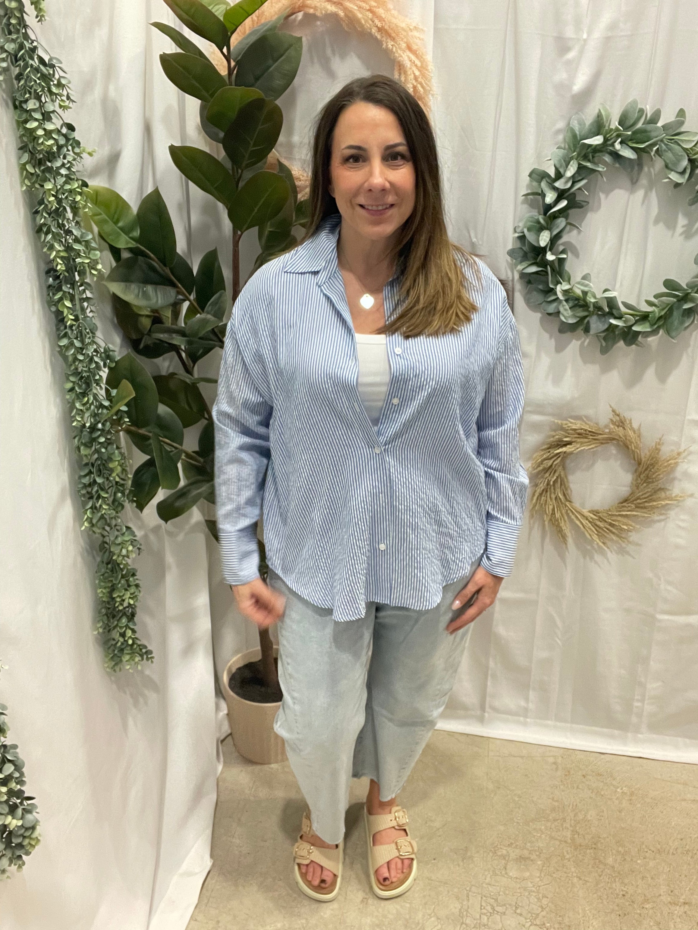 Essential Stripe Long Sleeve Top-Blue-Long Sleeve Tops-hyfve-The Silo Boutique, Women's Fashion Boutique Located in Warren and Grand Forks North Dakota