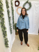 Risen Cape Denim Jacket-Coats & Jackets-risen-The Silo Boutique, Women's Fashion Boutique Located in Warren and Grand Forks North Dakota
