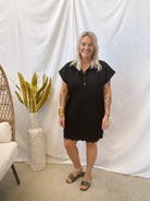 Black Scallop Finish Dress-Dresses-entro-The Silo Boutique, Women's Fashion Boutique Located in Warren and Grand Forks North Dakota