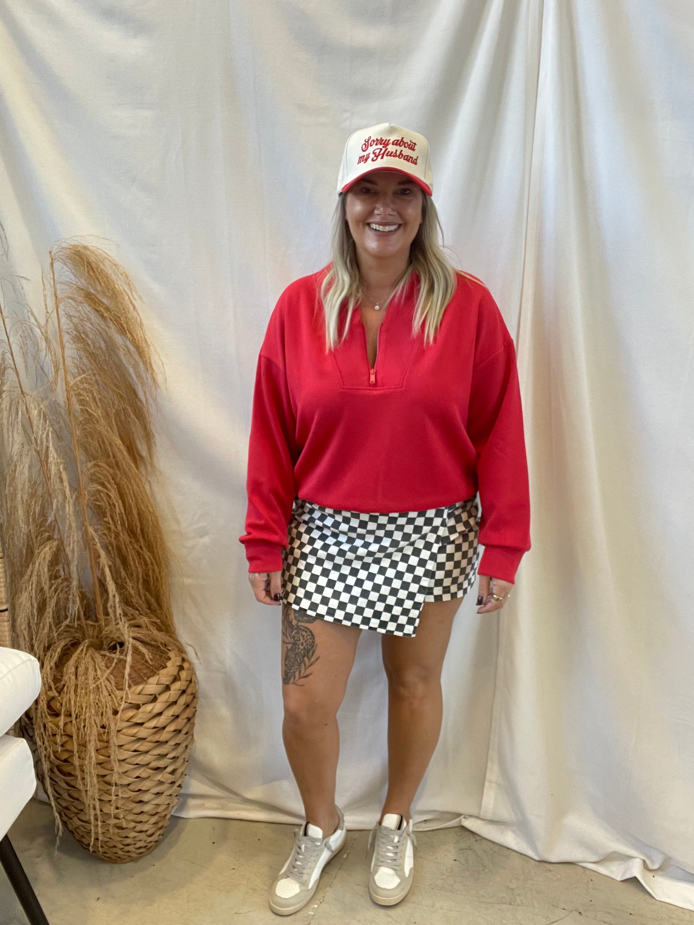 Black and White Check Skort-Shorts-mittoshop-The Silo Boutique, Women's Fashion Boutique Located in Warren and Grand Forks North Dakota