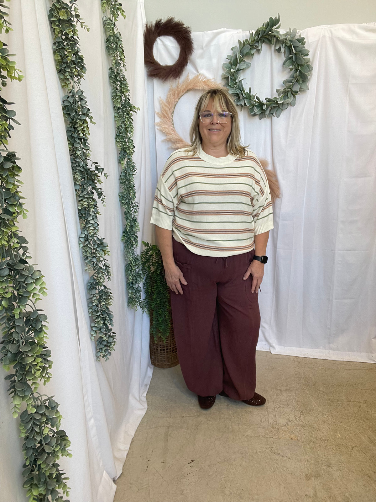 Kylie Striped Short Sleeve Sweater-Long Sleeve Tops-be cool-The Silo Boutique, Women's Fashion Boutique Located in Warren and Grand Forks North Dakota