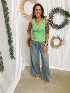 Janie Striped Tank Top-Green-Tank Tops-very j-The Silo Boutique, Women's Fashion Boutique Located in Warren and Grand Forks North Dakota