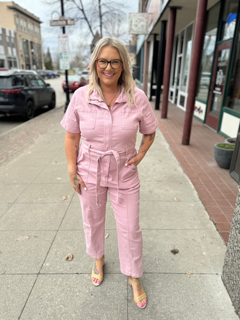 Fondant Pink Jumpsuit-Jumpsuits & Rompers-skies are blue-The Silo Boutique, Women's Fashion Boutique Located in Warren and Grand Forks North Dakota