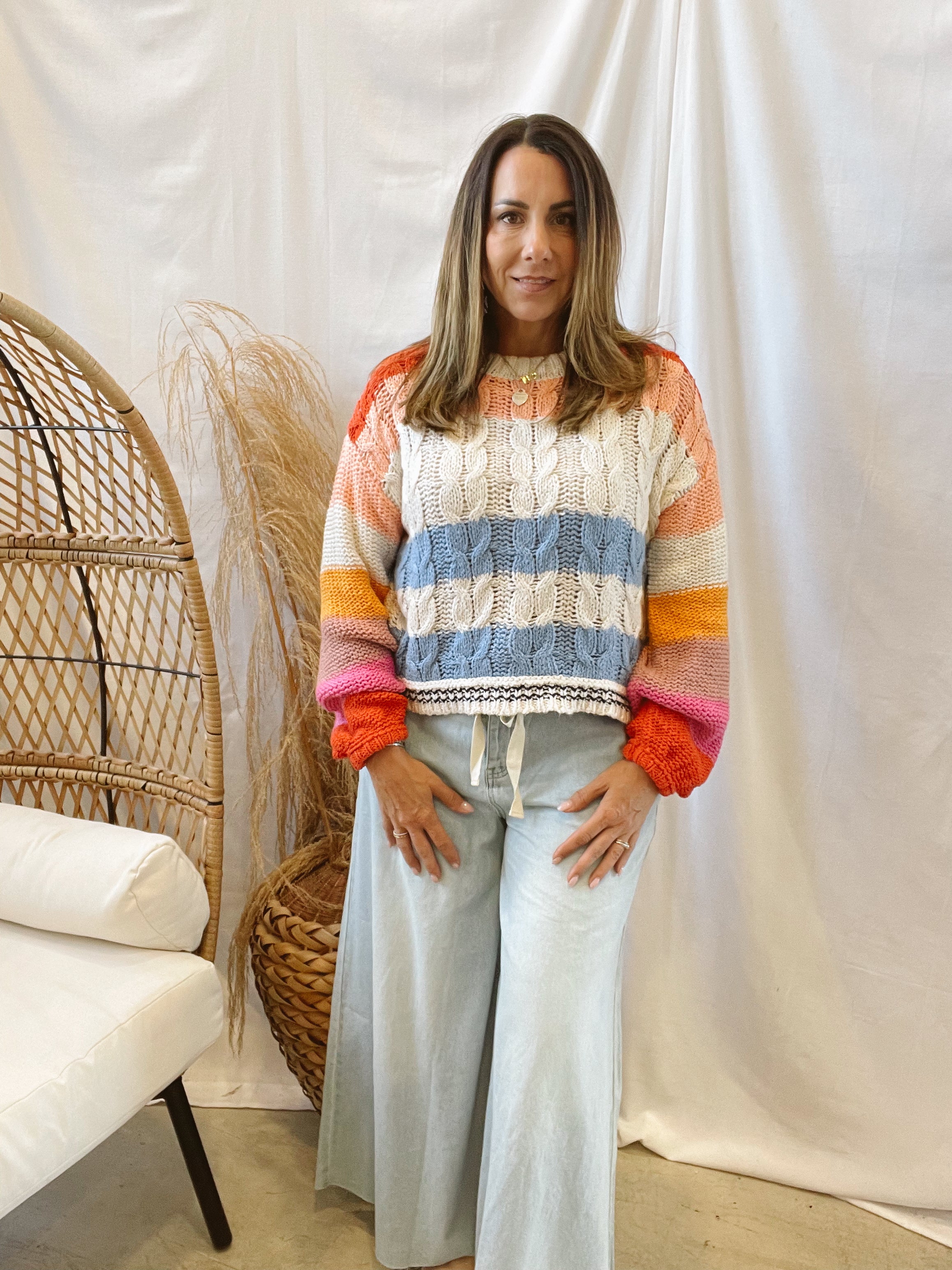 Together Striped Sweater-Sweaters-by together-The Silo Boutique, Women's Fashion Boutique Located in Warren and Grand Forks North Dakota