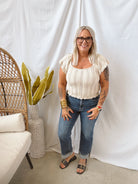 Crochet Flutter Top-Short Sleeve Tops-hem and thread-The Silo Boutique, Women's Fashion Boutique Located in Warren and Grand Forks North Dakota