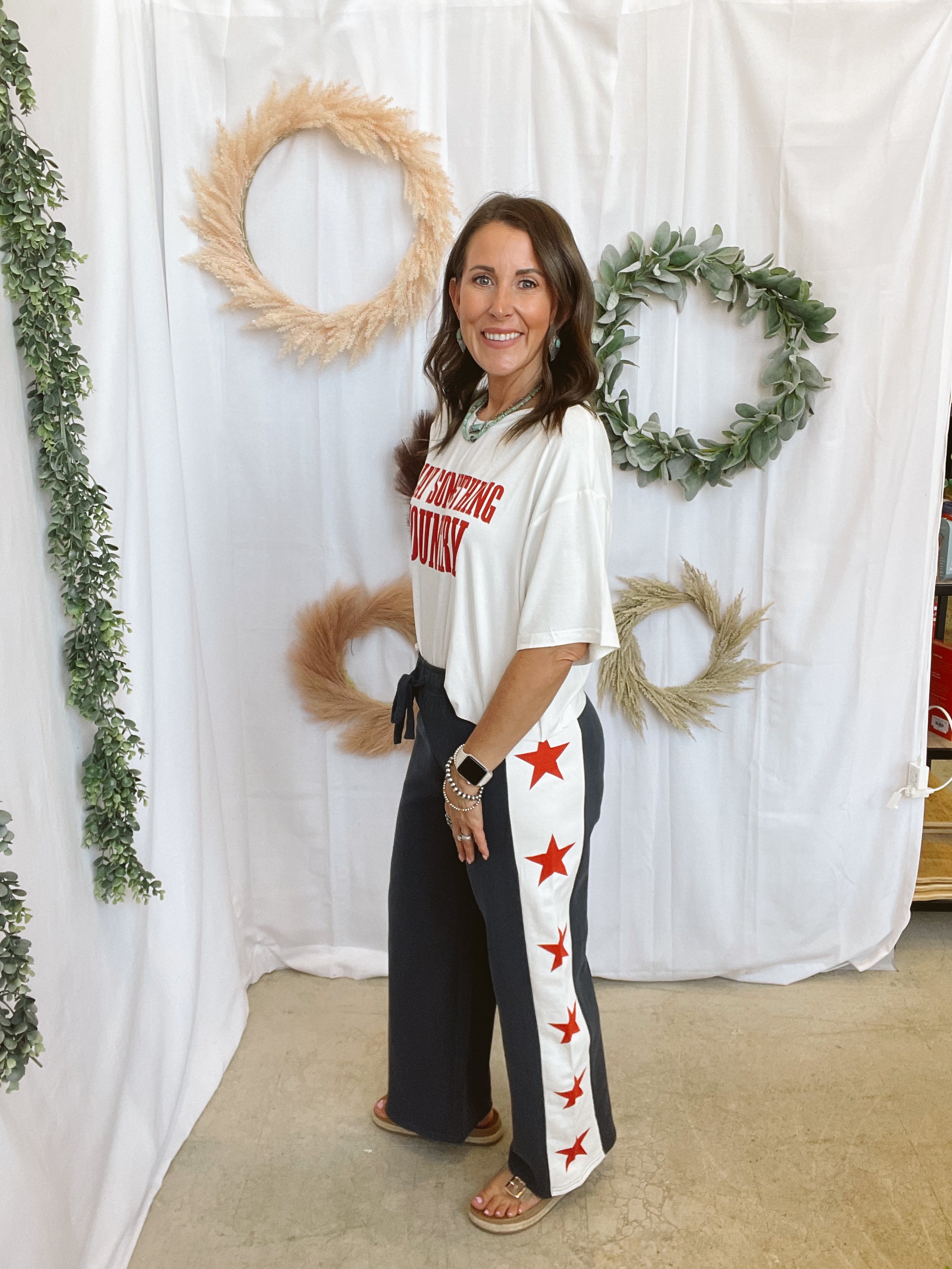 Stars Wide Leg Pants-sweatpants-lelis-The Silo Boutique, Women's Fashion Boutique Located in Warren and Grand Forks North Dakota