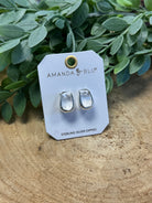 Silver Edna Polished Elongated Huggie-Amanda Blu-The Silo Boutique, Women's Fashion Boutique Located in Warren and Grand Forks North Dakota