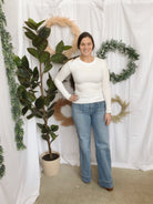 Mono B Essential Long Sleeve Top-White-Long Sleeve Tops-mono b-The Silo Boutique, Women's Fashion Boutique Located in Warren and Grand Forks North Dakota