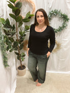 Be Cool Scoop Long Sleeve-Black-Short Sleeve Tops-be cool-The Silo Boutique, Women's Fashion Boutique Located in Warren and Grand Forks North Dakota