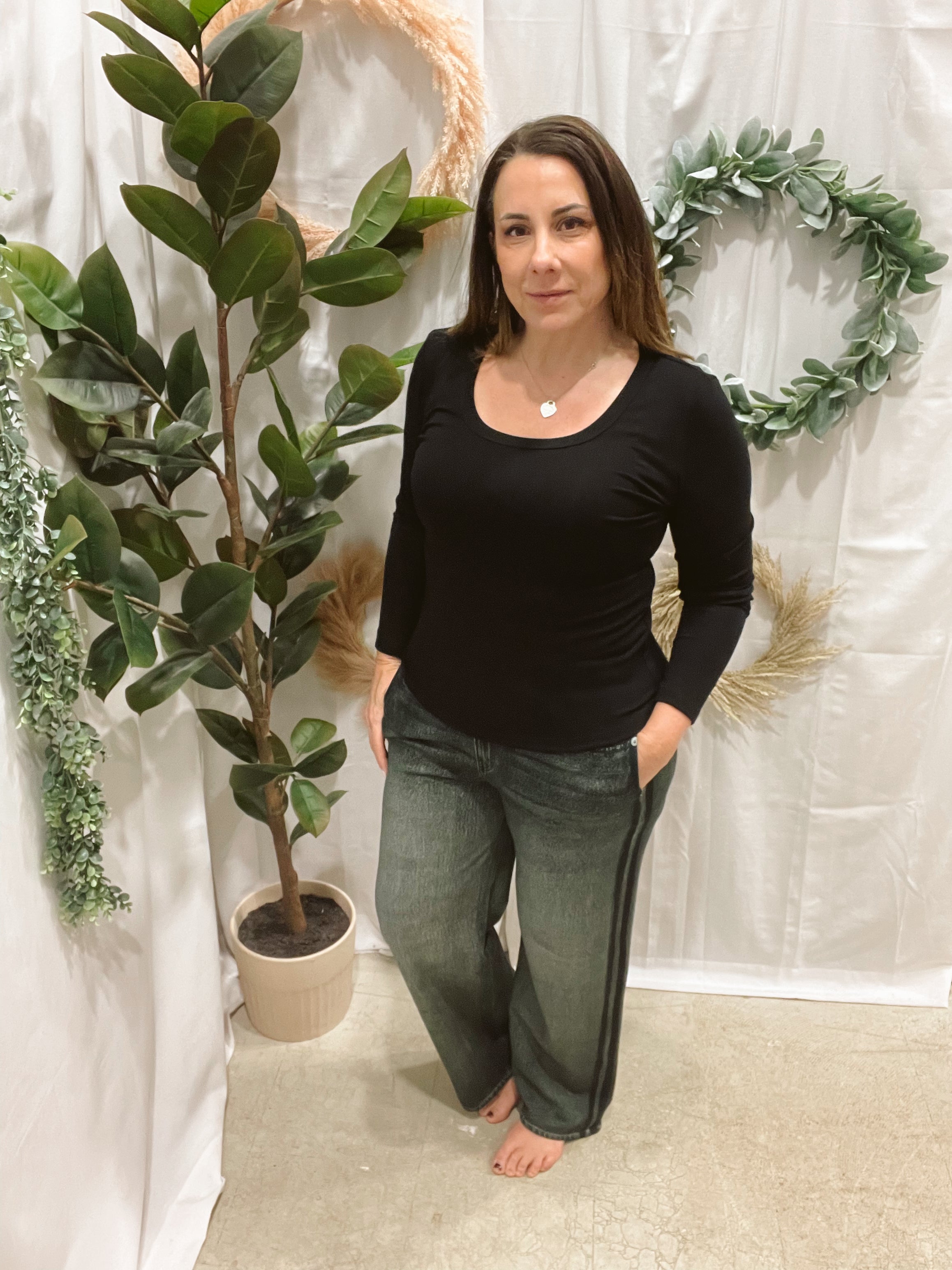 Be Cool Scoop Long Sleeve-Black-Short Sleeve Tops-be cool-The Silo Boutique, Women's Fashion Boutique Located in Warren and Grand Forks North Dakota