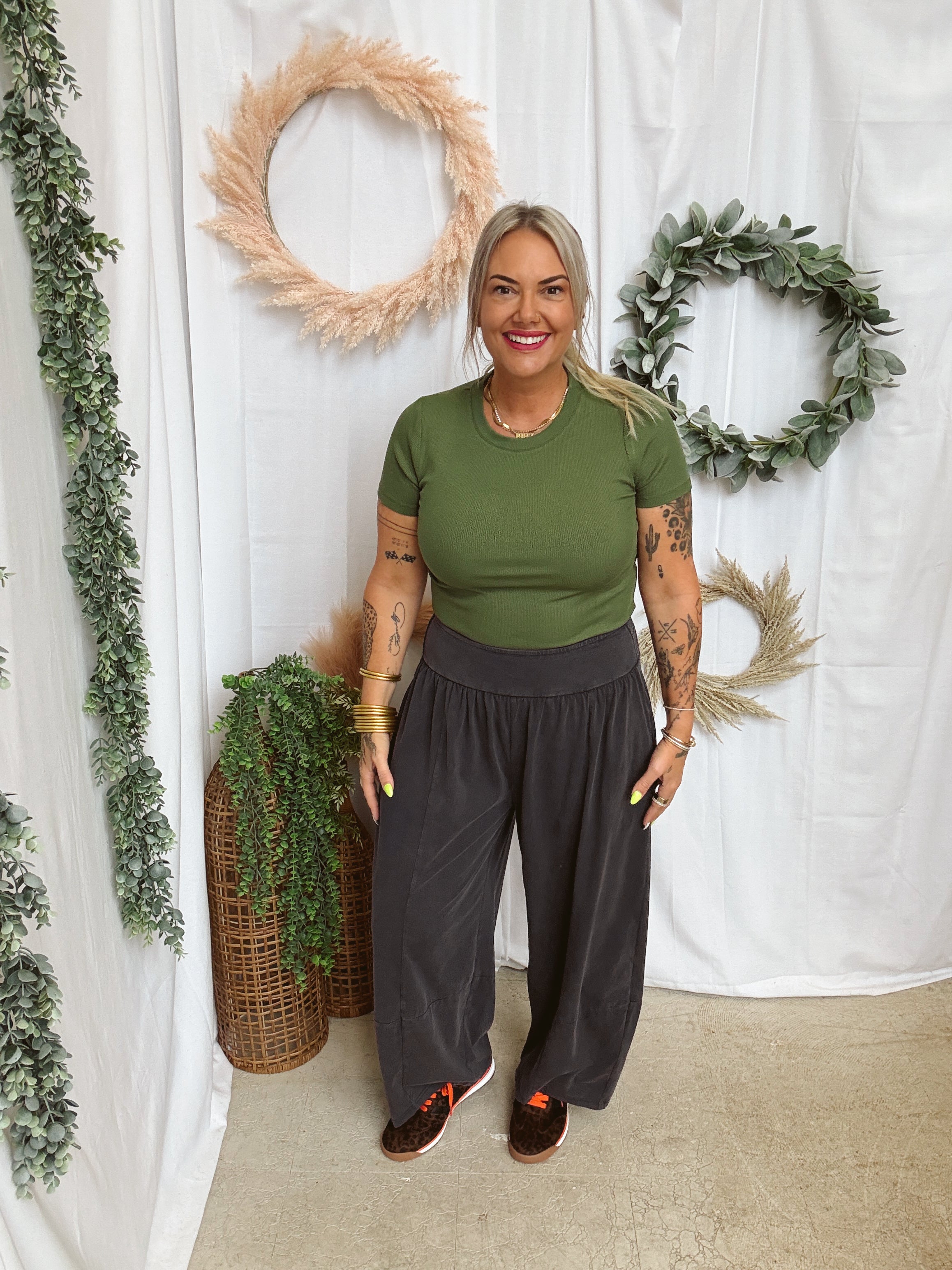 Easy Mineral Washed Pants-Ash Black-Pants-eesome-The Silo Boutique, Women's Fashion Boutique Located in Warren and Grand Forks North Dakota