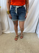 Judy Blue Dark Wash Jogger Shorts-Shorts-judy blue-The Silo Boutique, Women's Fashion Boutique Located in Warren and Grand Forks North Dakota