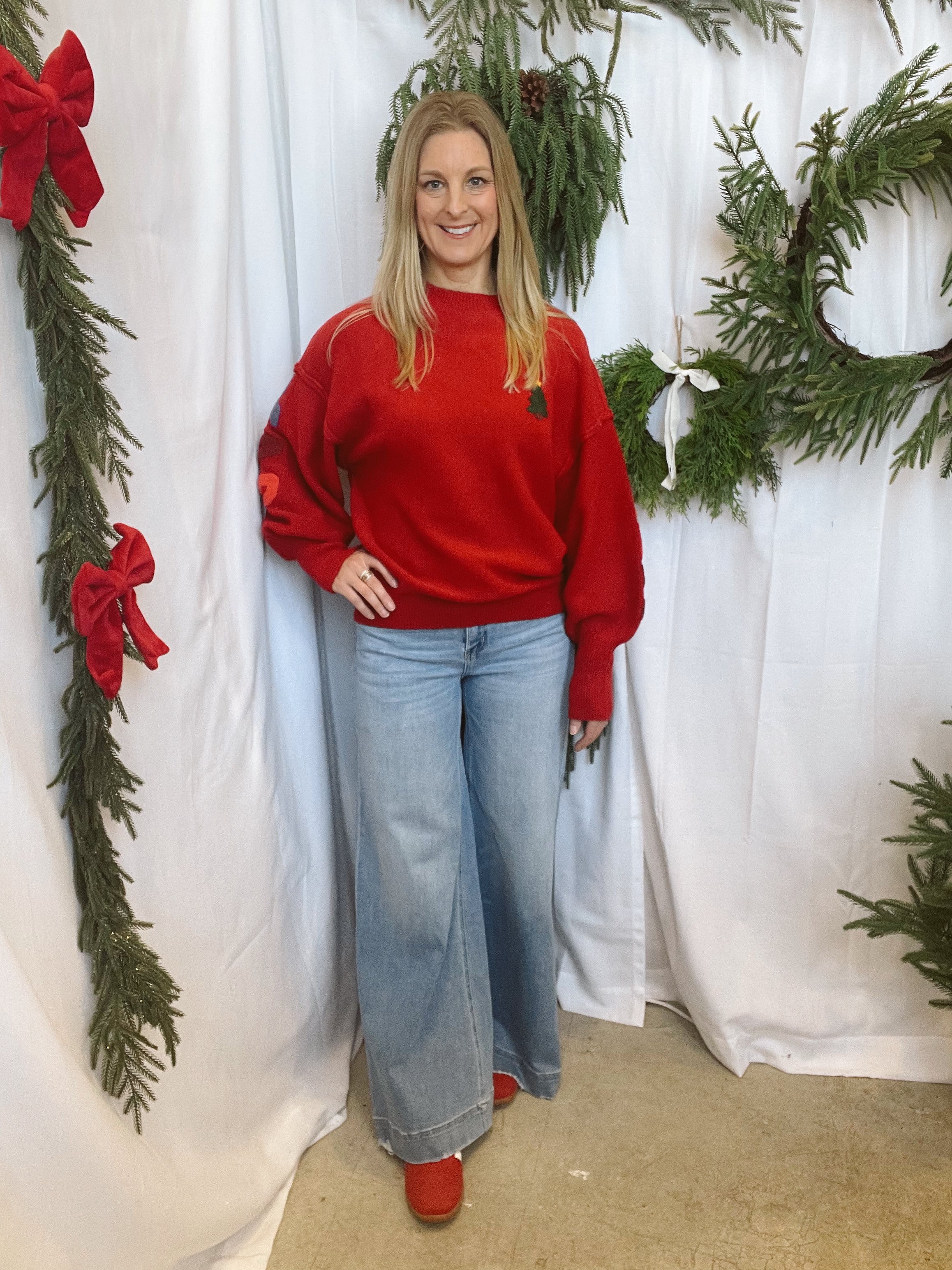 Merry Christmas Red Sweater-Final Sale-Sweaters-mello-The Silo Boutique, Women's Fashion Boutique Located in Warren and Grand Forks North Dakota