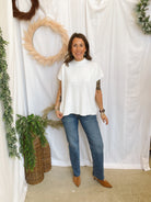 Betty Short Sleeve Sweater-White-Sweaters-Zenana-The Silo Boutique, Women's Fashion Boutique Located in Warren and Grand Forks North Dakota