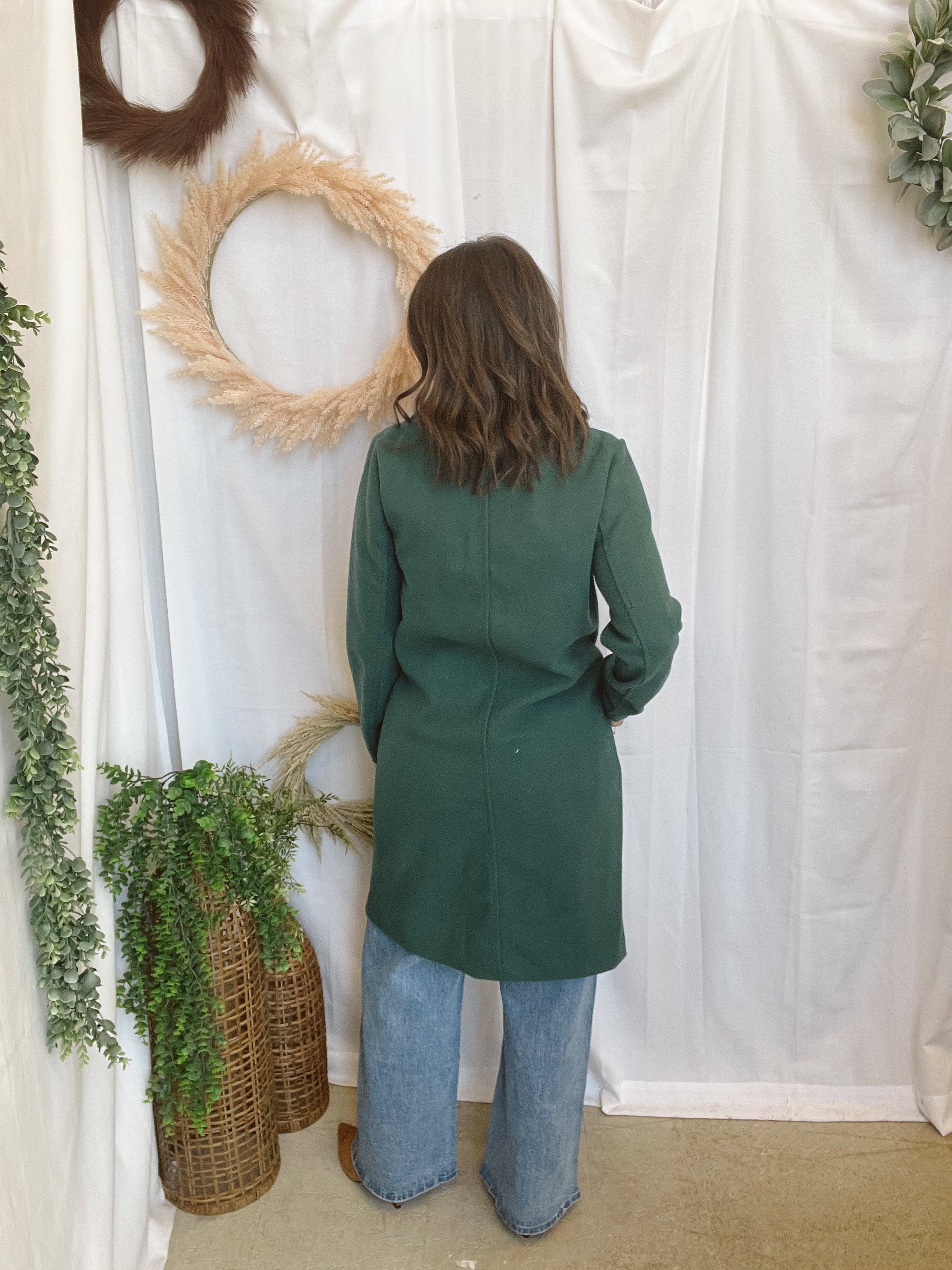 Nora Longline Lapel Coat-Teal-Coats & Jackets-love tree-The Silo Boutique, Women's Fashion Boutique Located in Warren and Grand Forks North Dakota