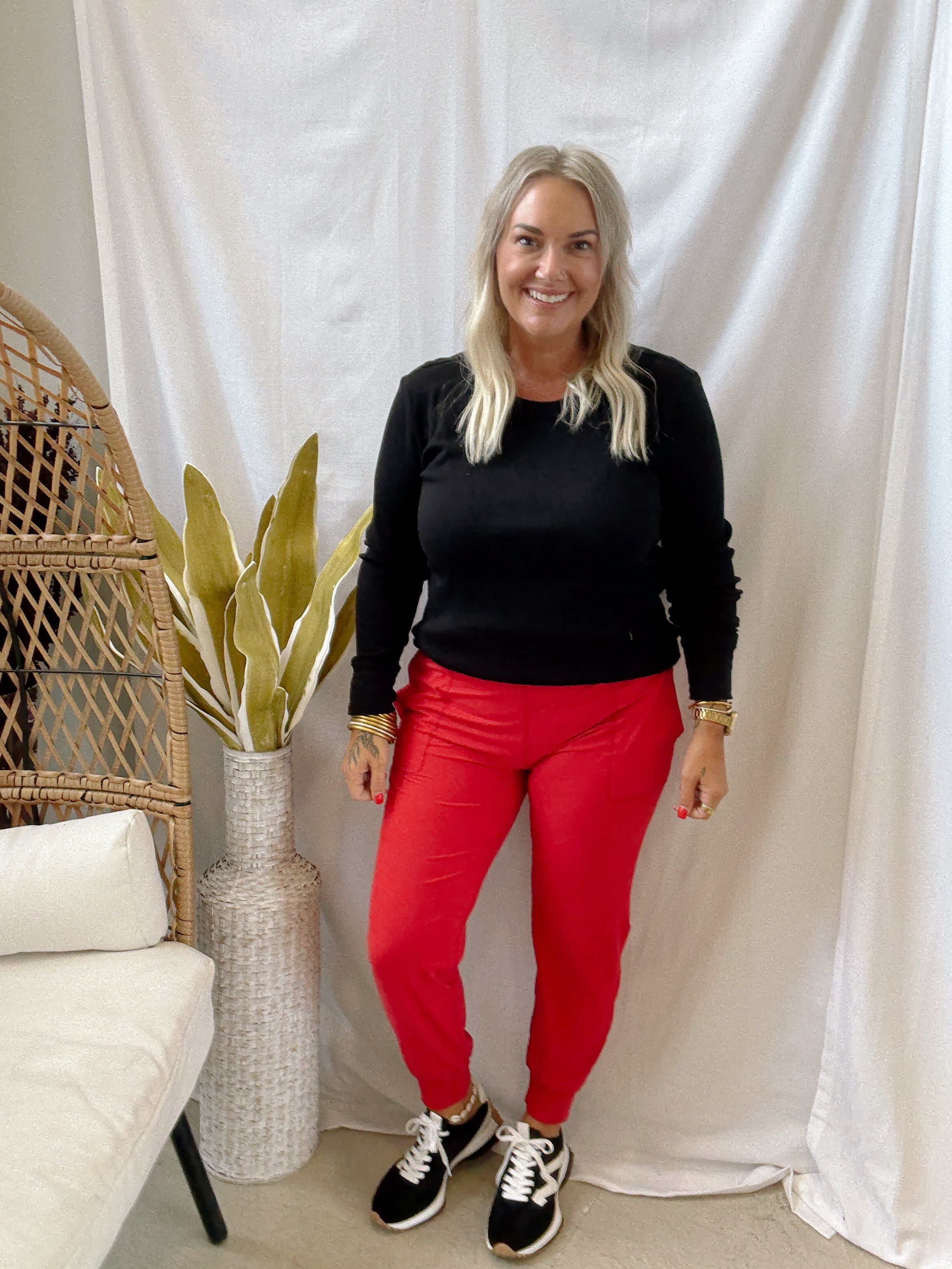True Red Soft Jogger Pants-joggers-rae mode-The Silo Boutique, Women's Fashion Boutique Located in Warren and Grand Forks North Dakota