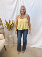 Crinkle Spaghetti Strap Tank-Golden-Tank Tops-Umgee-The Silo Boutique, Women's Fashion Boutique Located in Warren and Grand Forks North Dakota
