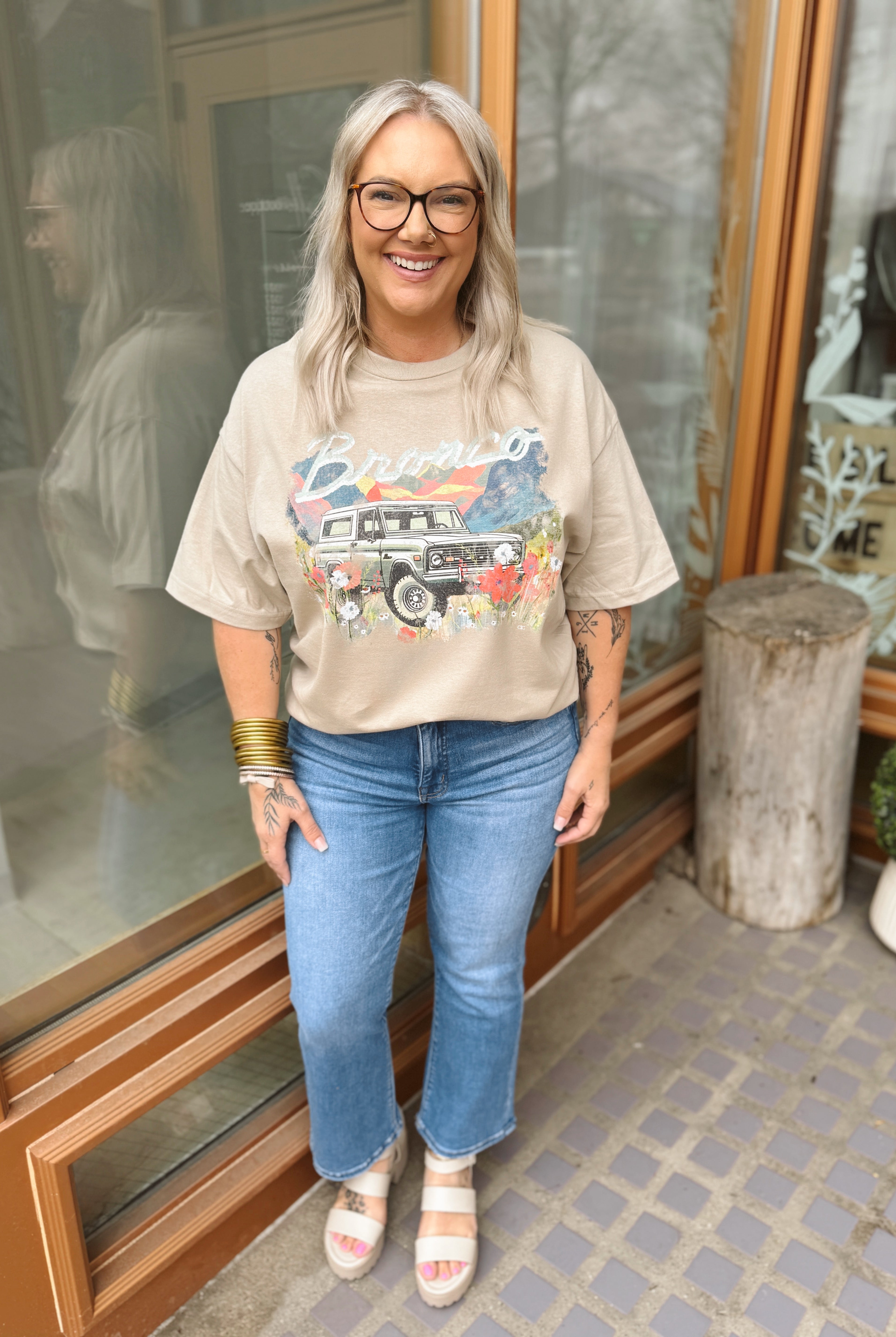 Floral Bronco Tee-Graphic Tees-faire-The Silo Boutique, Women's Fashion Boutique Located in Warren and Grand Forks North Dakota