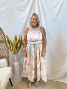 Blush Floral Halter Dress-Final Sale-Dresses-ENTRO-The Silo Boutique, Women's Fashion Boutique Located in Warren and Grand Forks North Dakota