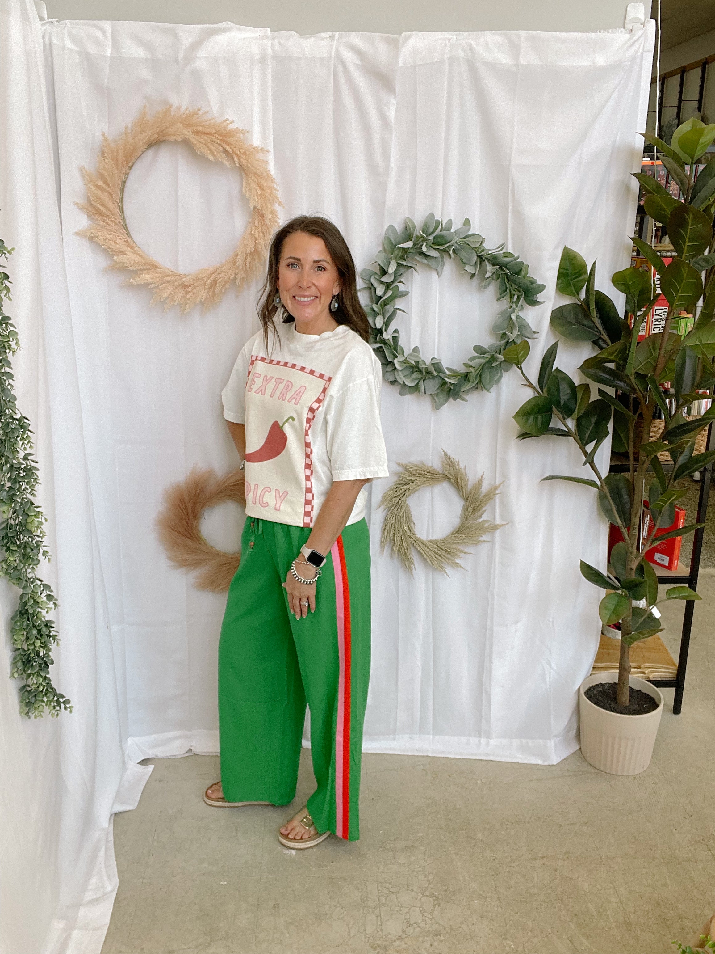 THML Green Stripe Pants-Pants-thml-The Silo Boutique, Women's Fashion Boutique Located in Warren and Grand Forks North Dakota