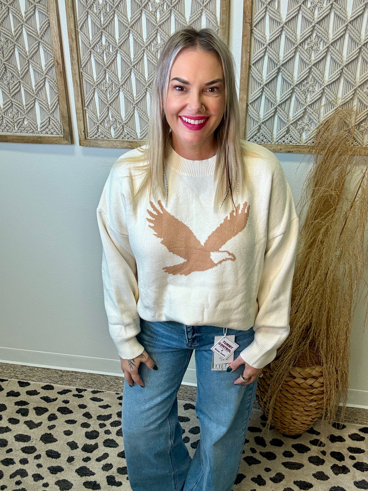 Eagle Sweater-Cream-Sweaters-sewn and see-The Silo Boutique, Women's Fashion Boutique Located in Warren and Grand Forks North Dakota