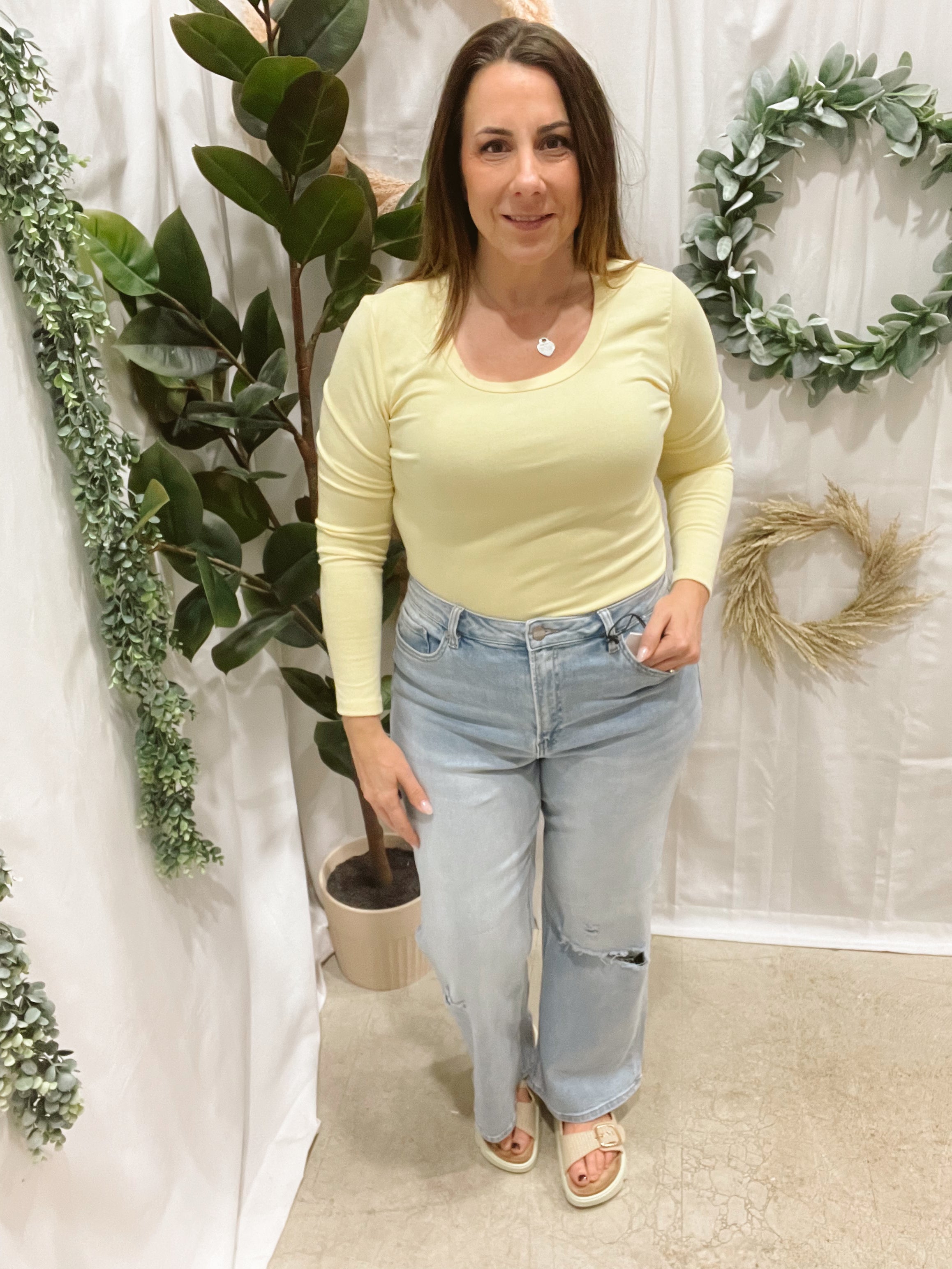 Be Cool Scoop Long Sleeve-Yellow-Short Sleeve Tops-be cool-The Silo Boutique, Women's Fashion Boutique Located in Warren and Grand Forks North Dakota